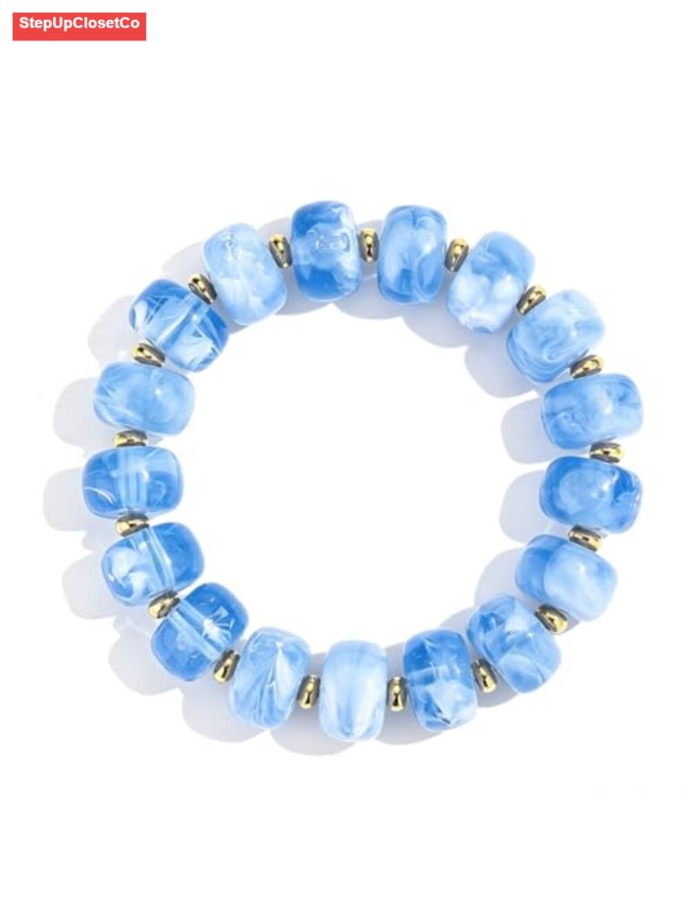 Chunky Beaded Stretch Bracelet with Acrylic Resin Beads - Boho Jewelry Gift